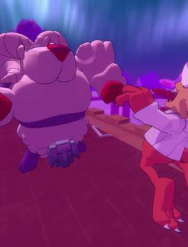 Bubsy in Bubsy 4D. He is jumping in the air, scared of an enemy in front of him.