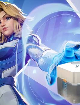 invisible woman reaching for a loot box in marvel rivals.